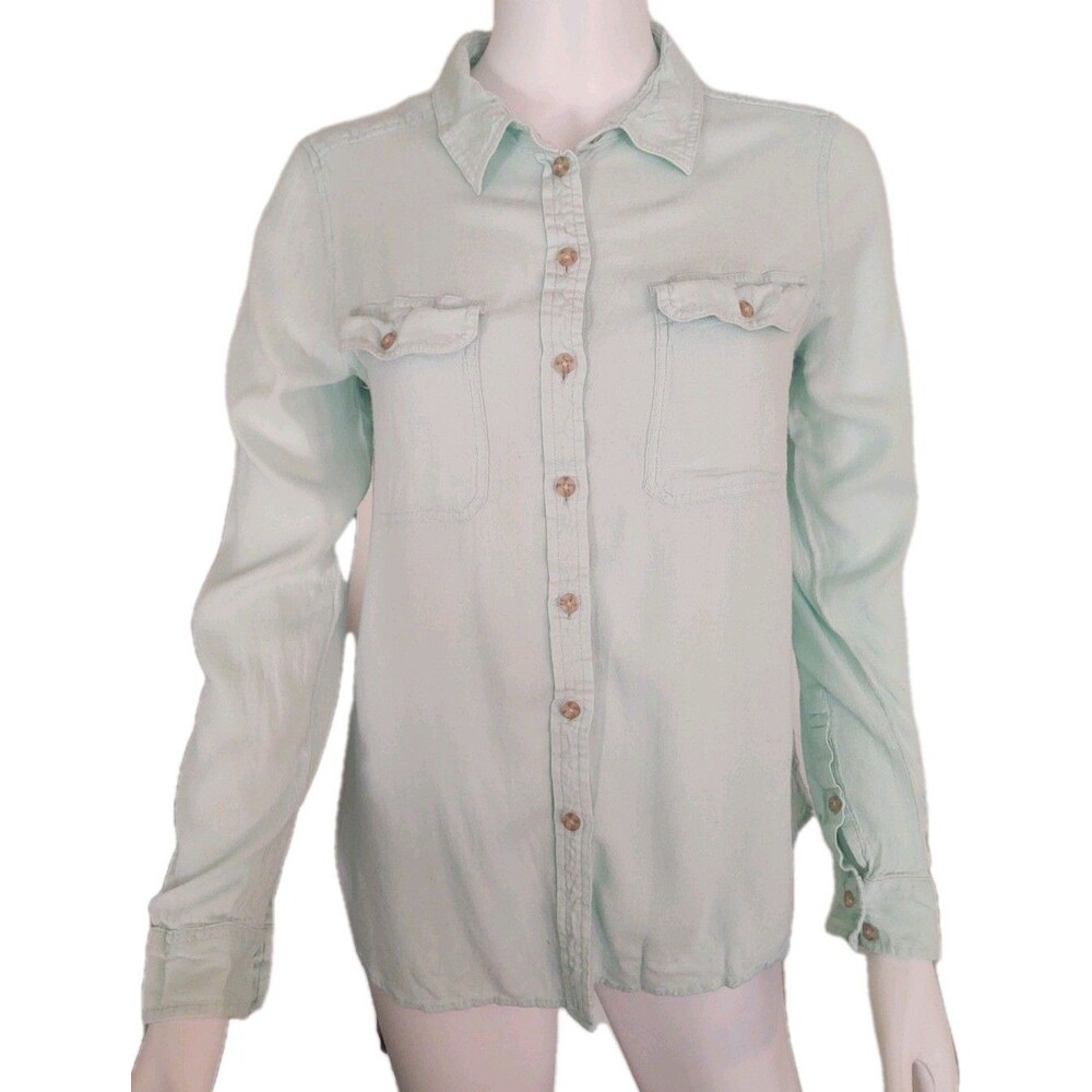 American Eagle Outfitters Women's Long Sleeve Seafoam Green Shirt Size Medium